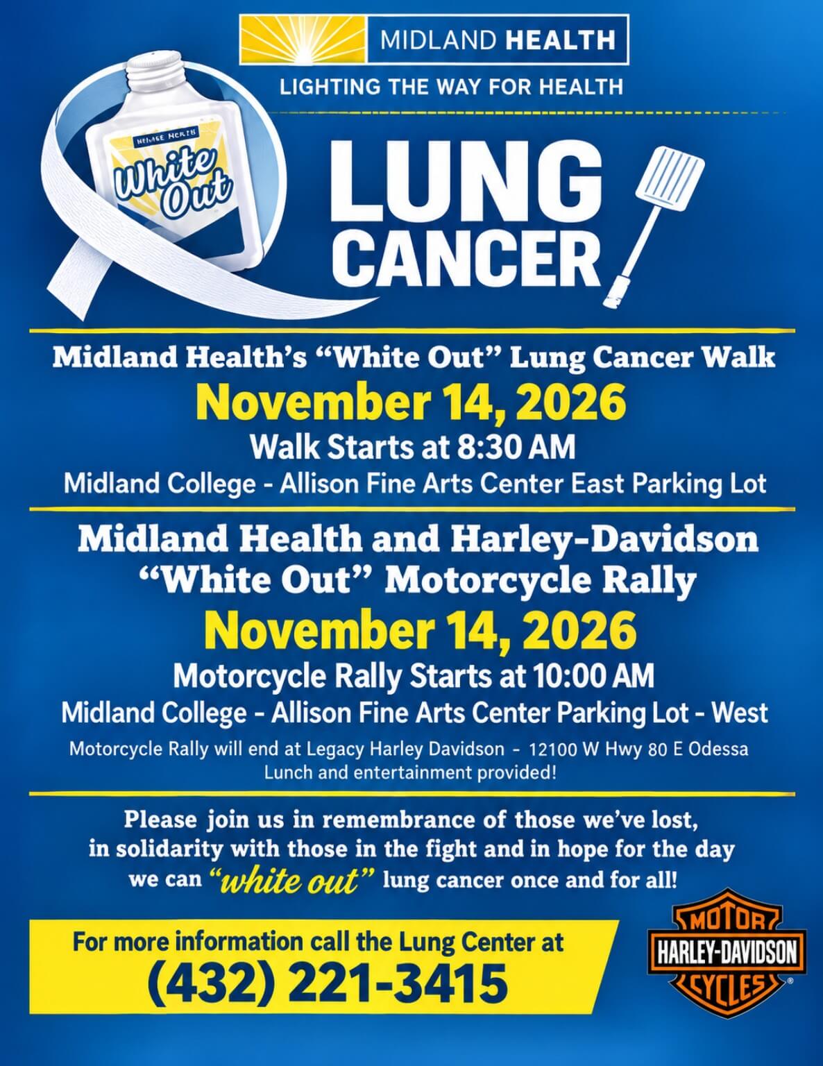 Midland Health and Harley-Davidson "White Out" Motorcycle Rally